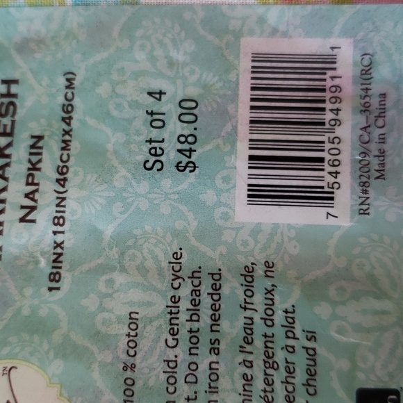 NWT Dena Home Marrakesh Reversible Cloth Napkin Set - Picture 6 of 6